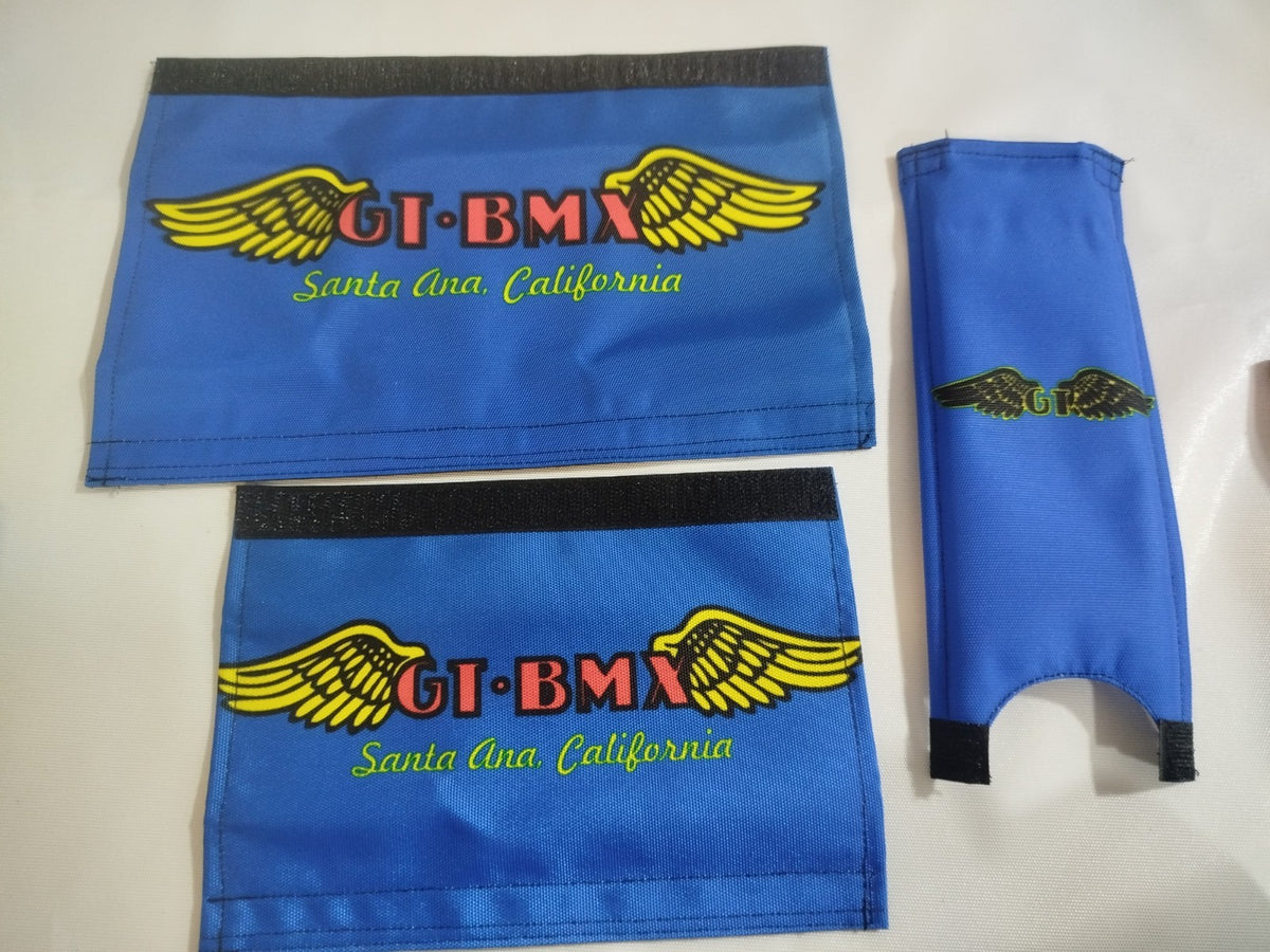 BMX Handlebar Pad Set - High-Strength Foam, Custom Colors, Blue Wings