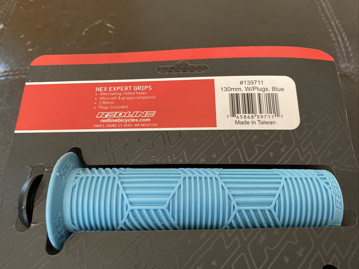 BMX Handlebar Grips with Plugs - Light Blue 130mm