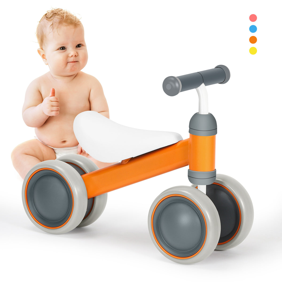 Baby Balance Bike 12-24 Months Toddler First Ride with 4 Wheels, Safe & Sturdy