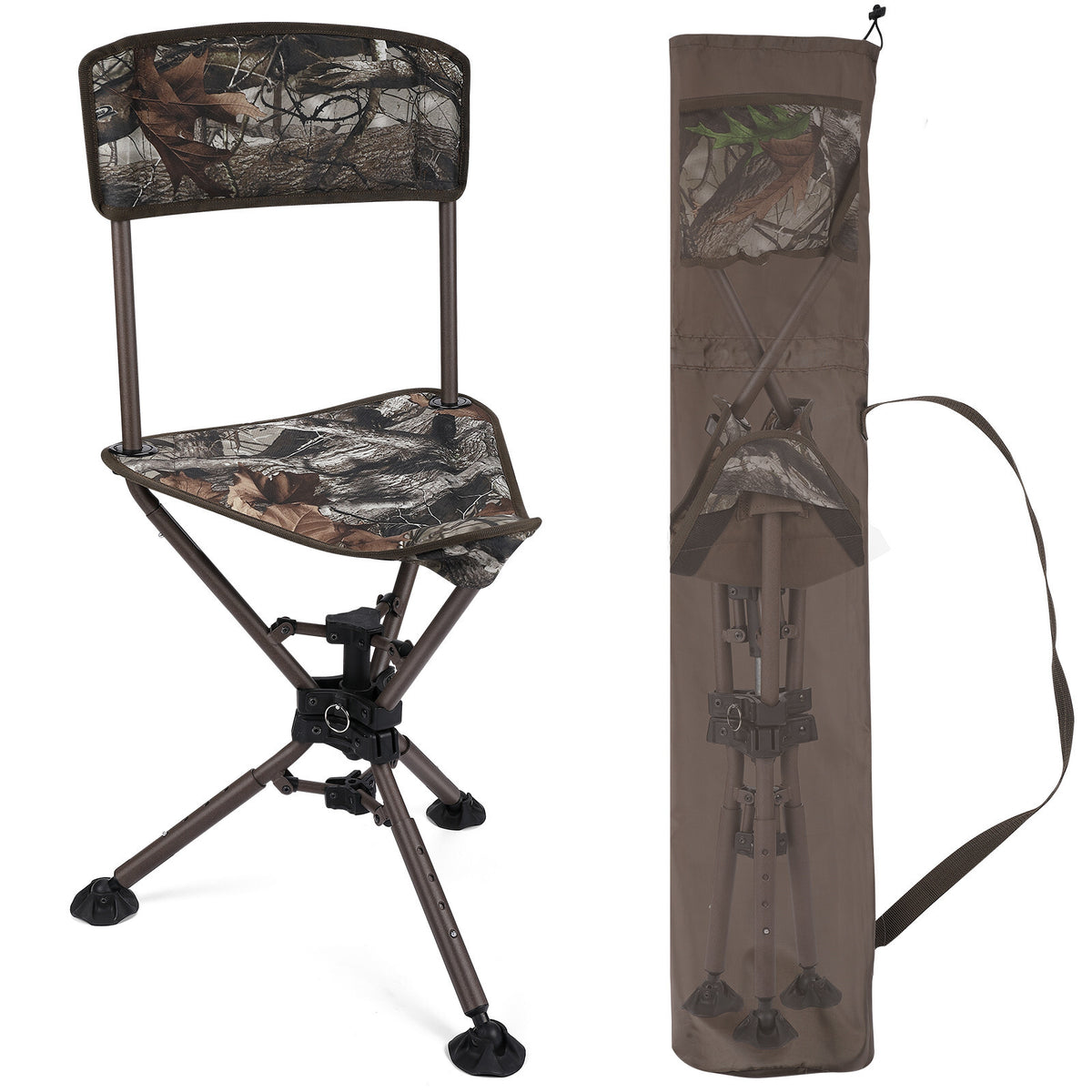 Foldable Swivel Hunting Chair Seat with 360° Rotation and Adjustable Height