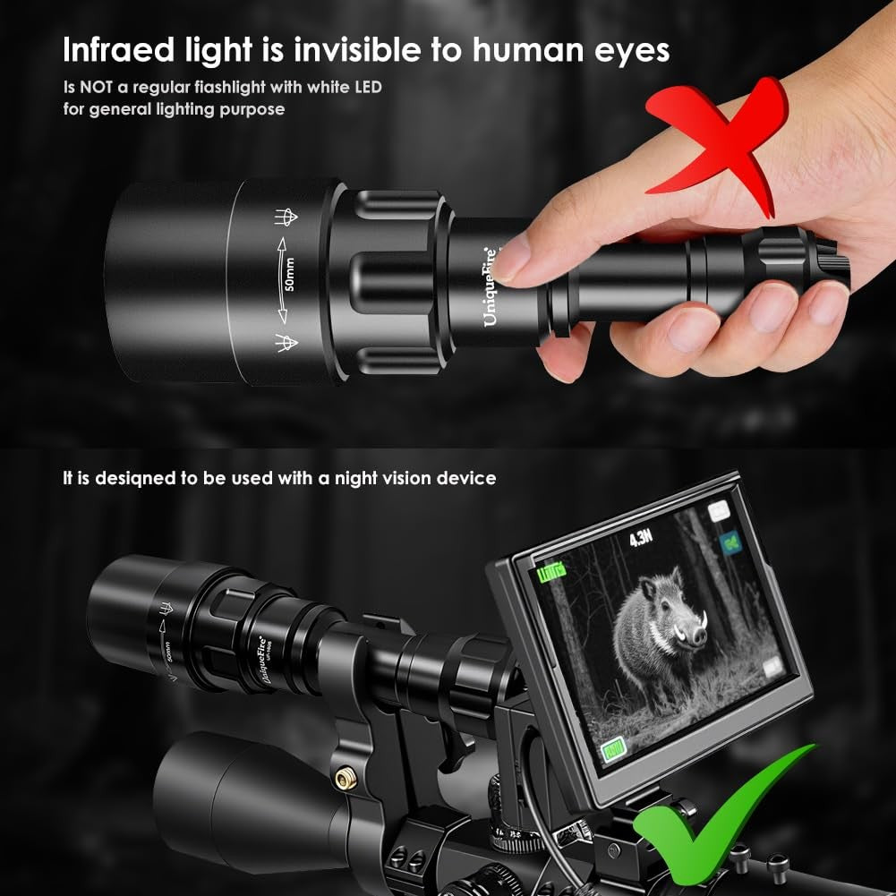 Infrared Flashlight T50/T67 IR Illuminator Dimmable Zoomable Night Vision