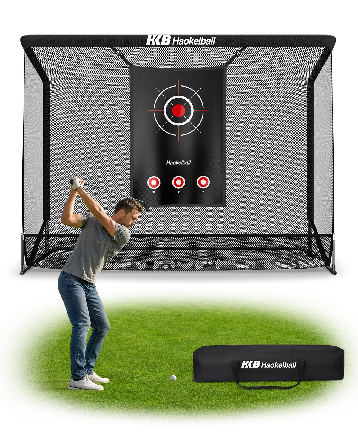 Golf Practice Net with Large Ball Collection and Noise-Reducing Target Cloth - Heavy Duty Backyard Hitting Net