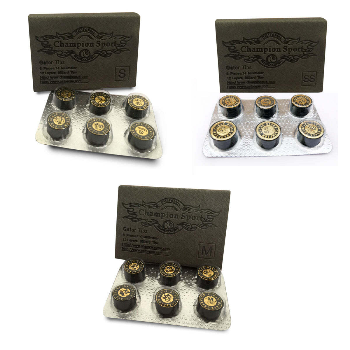 Cue Tip Set - 14mm Gator Soft/Soft-Med 6-Pack | Spin-Enhancing Leather Tips