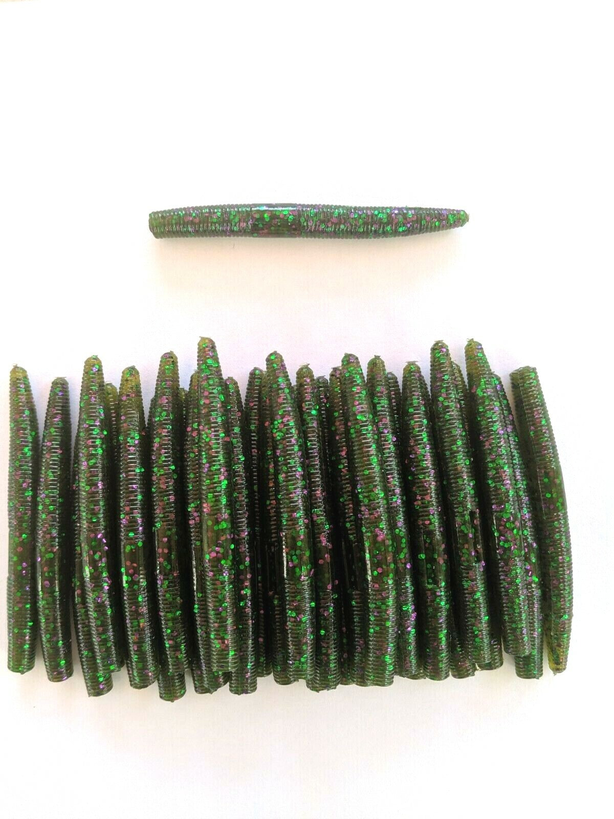 50 Pack Watermelon Candy Soft Plastic Worms for Bass Fishing - Senko Style USA Made