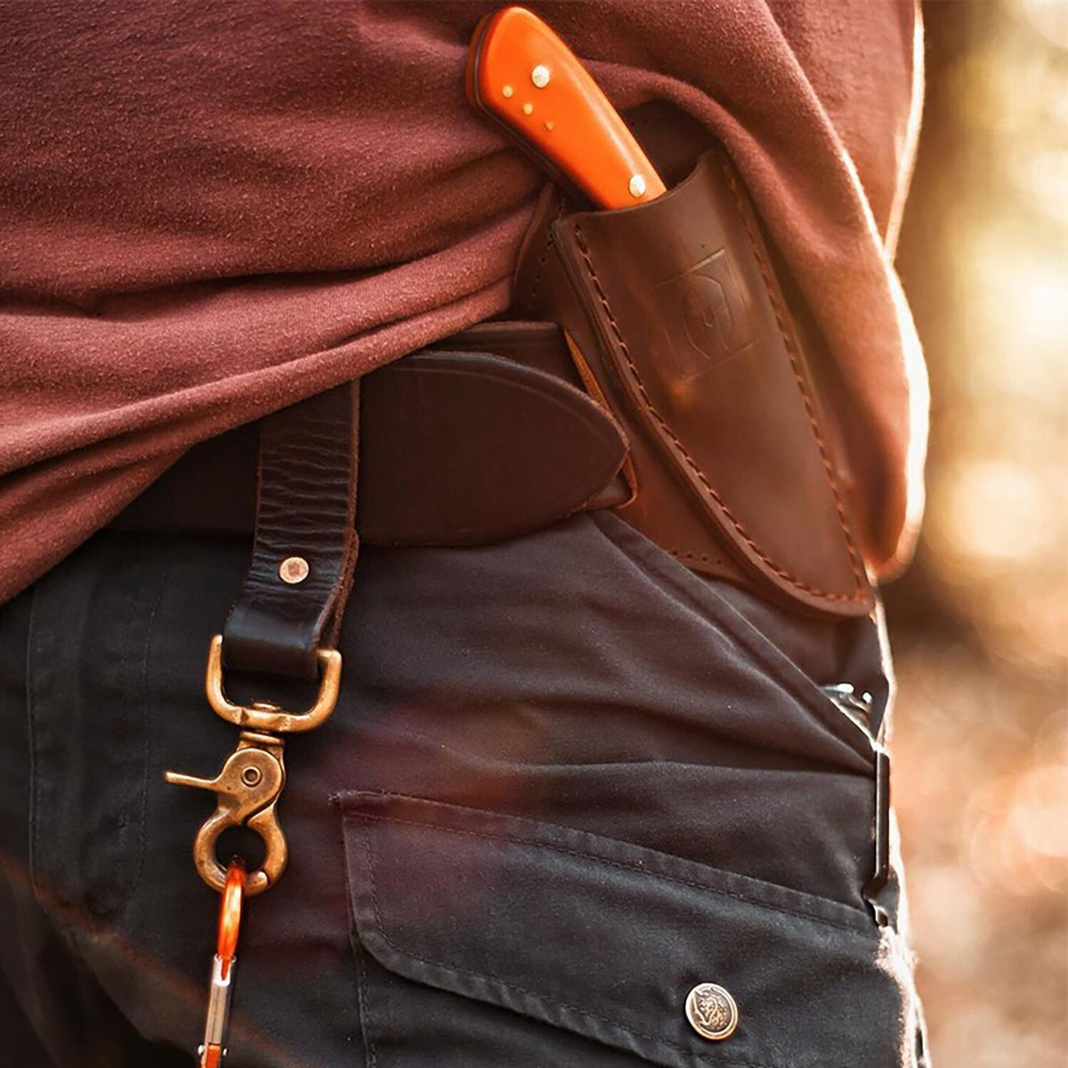 Fixed Blade Hunting Knife with D2 Steel Blade and Leather Sheath - Compact Outdoor Utility Knife