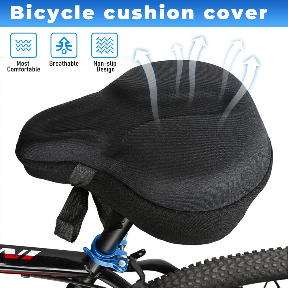 Large Wide Gel Bike Seat Cushion - Shock Absorbing Bicycle Saddle Cover