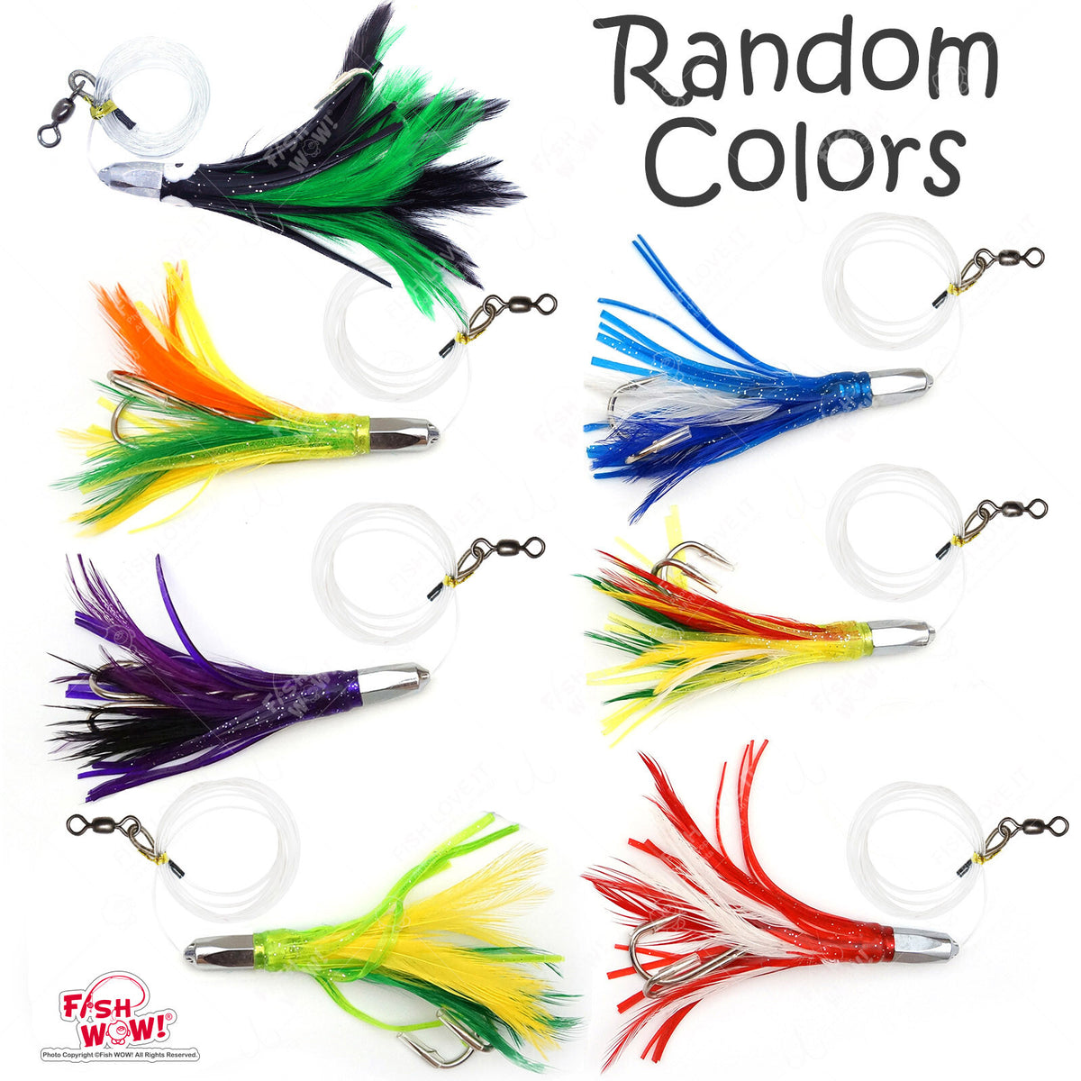 10PCS 4.5-Inch Saltwater Trolling Fish Rigged Bullet Head Feather Lures