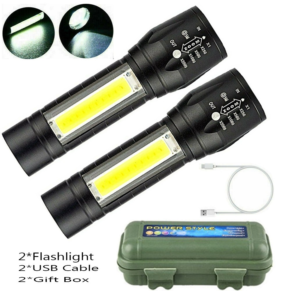 High Lumen Rechargeable Tactical LED Flashlight with Zoom, 95000000LM