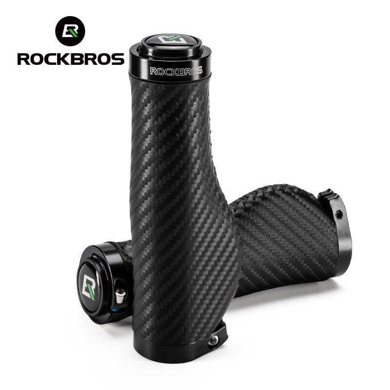 Bike Handlebar Grips Leather Ergonomic Waterproof for Cycling - Black