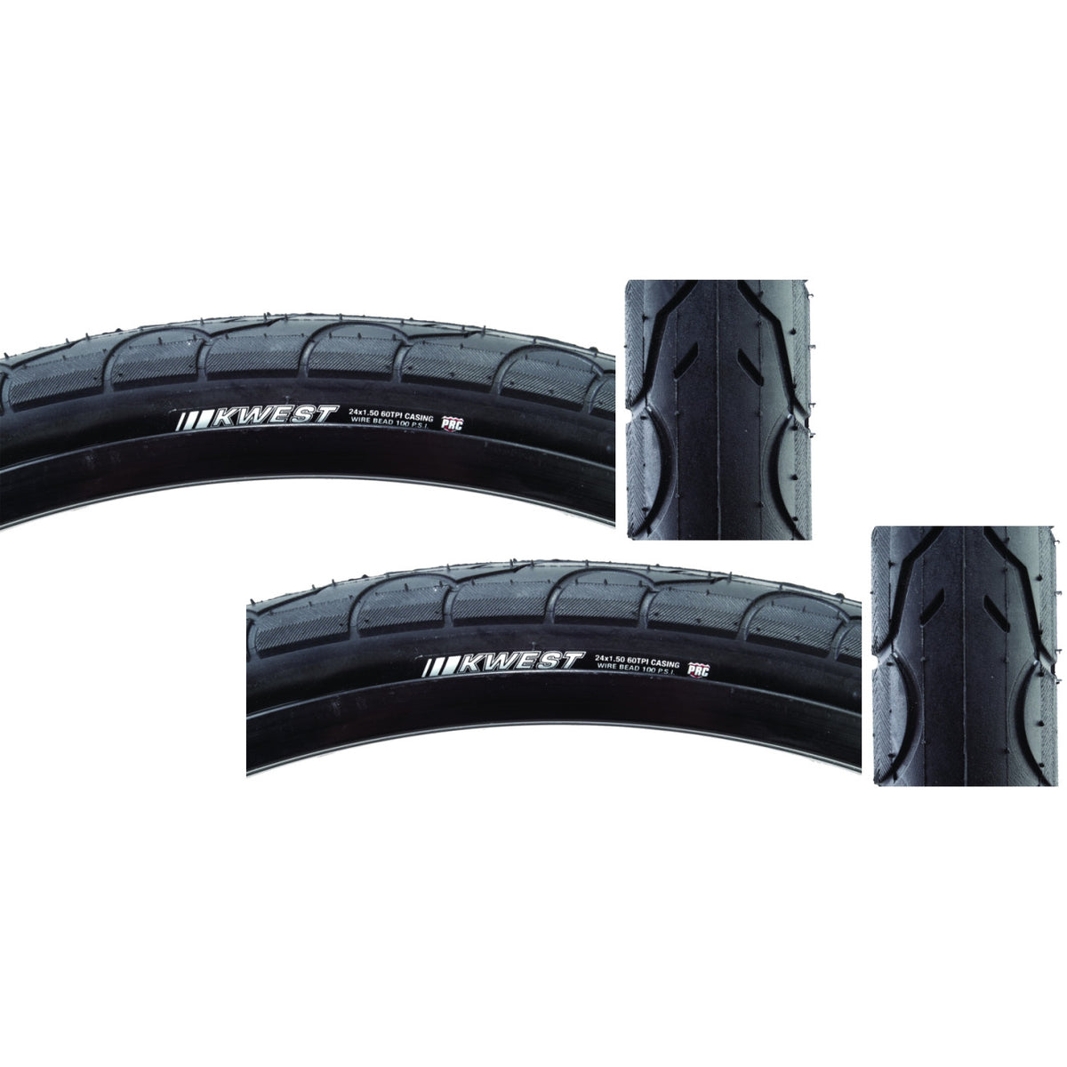 Bicycle Tire 24x1.5 Clincher Wire Bead Reflective BMX Tires Pack of 2