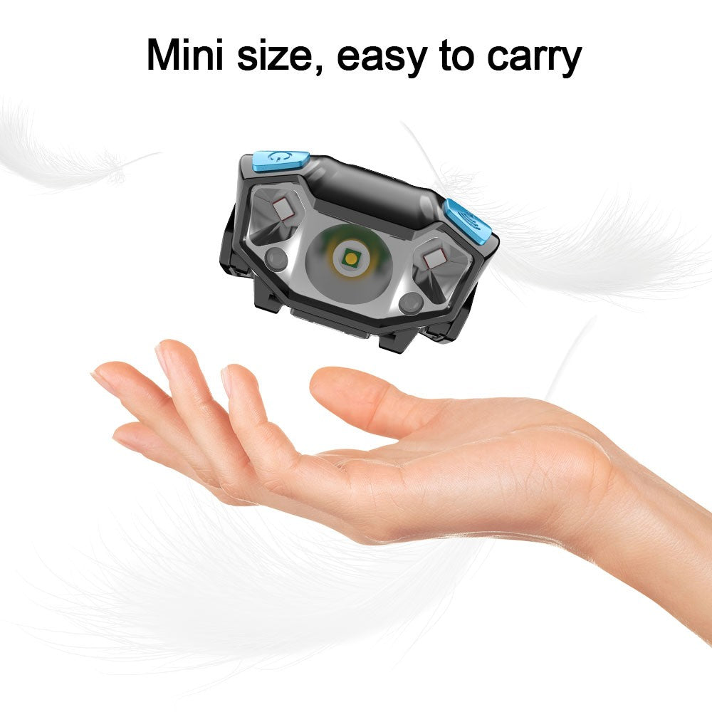 Rechargeable LED Headlamp with Motion Sensor — Ultralight Bright Head Torch for Outdoor & Work