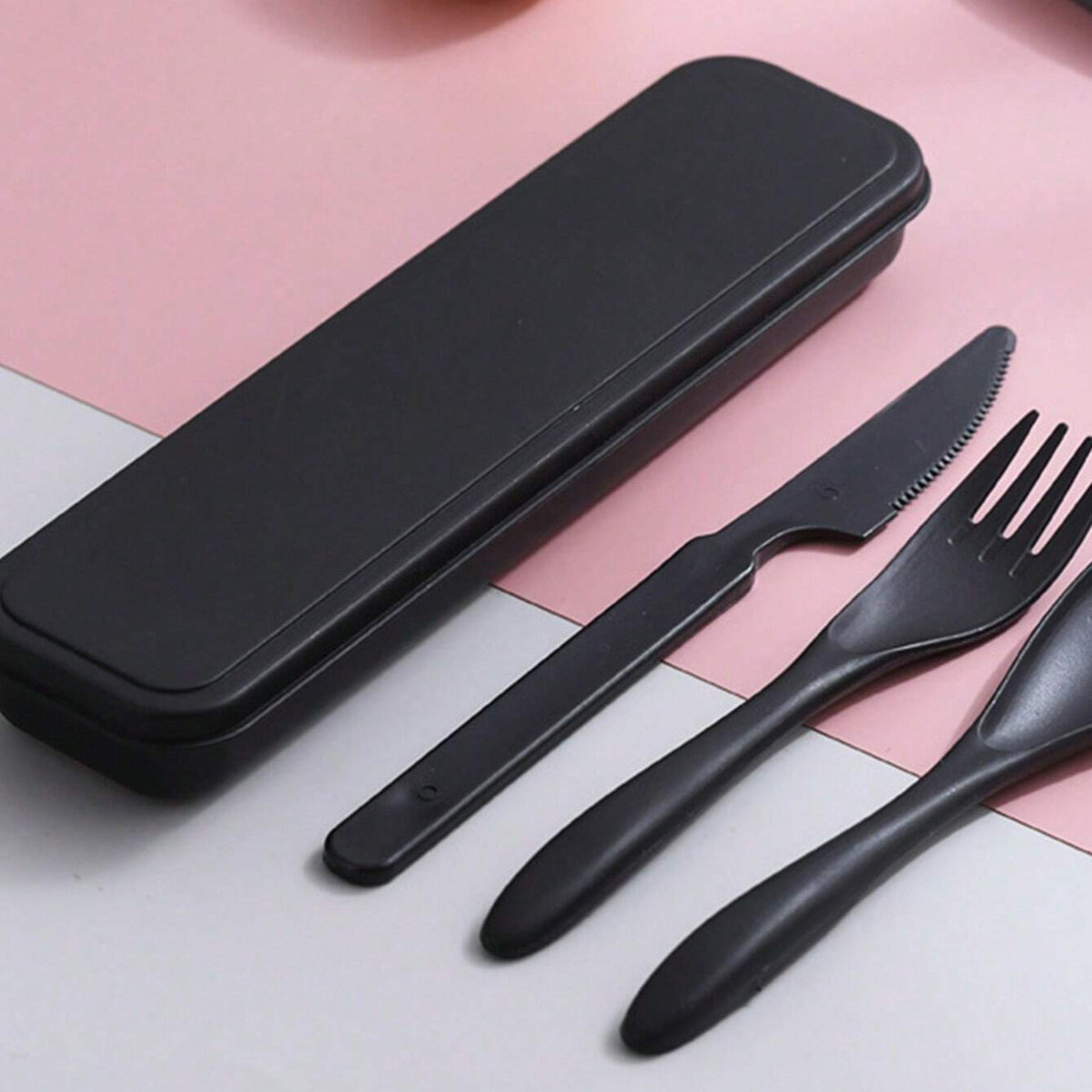 Reusable Travel Utensil Set with Box - Eco-Friendly Cutlery for Camping and Lunch