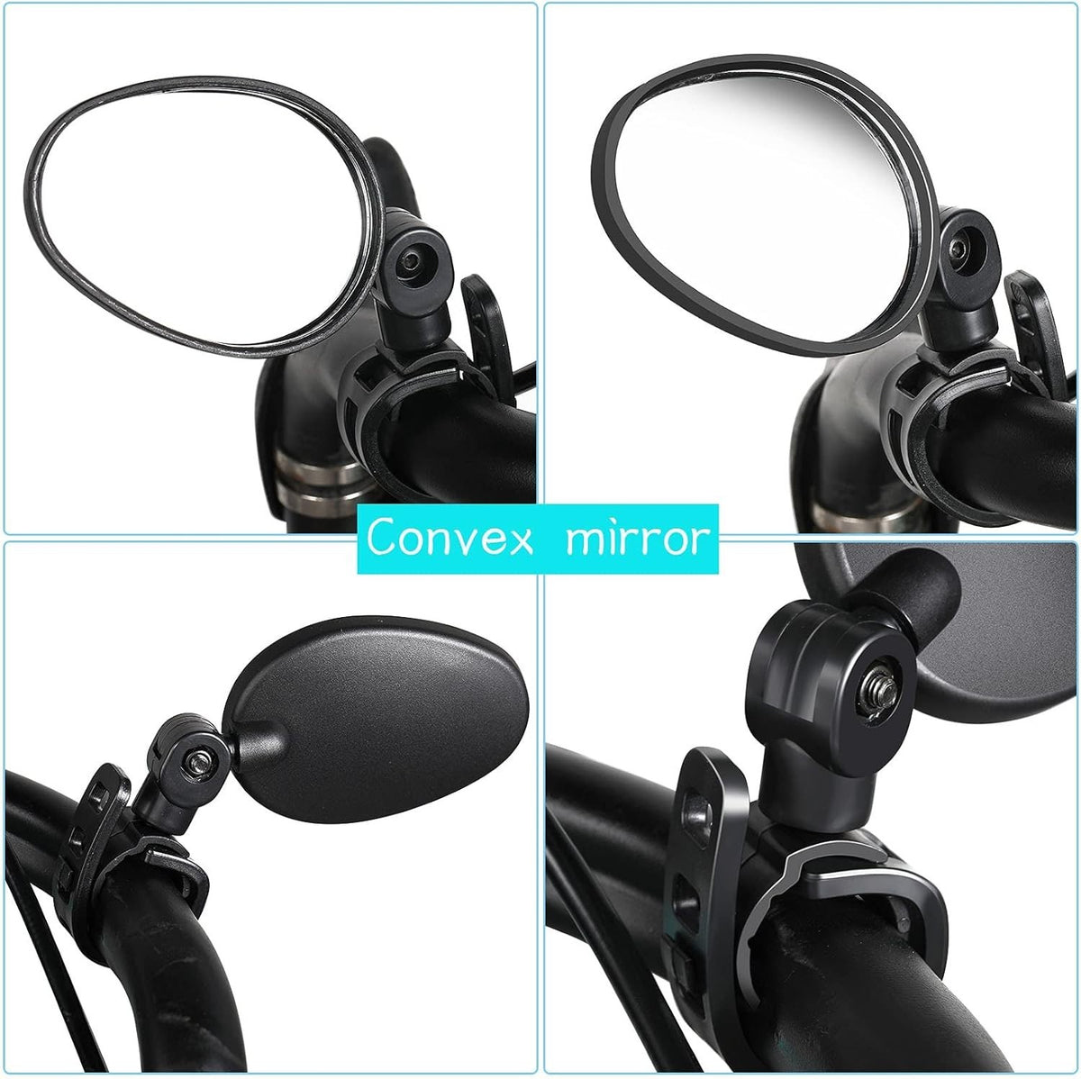 2-Pack Bicycle Rear View Mirrors - 360° Rotatable Handlebar Cycling Glasses