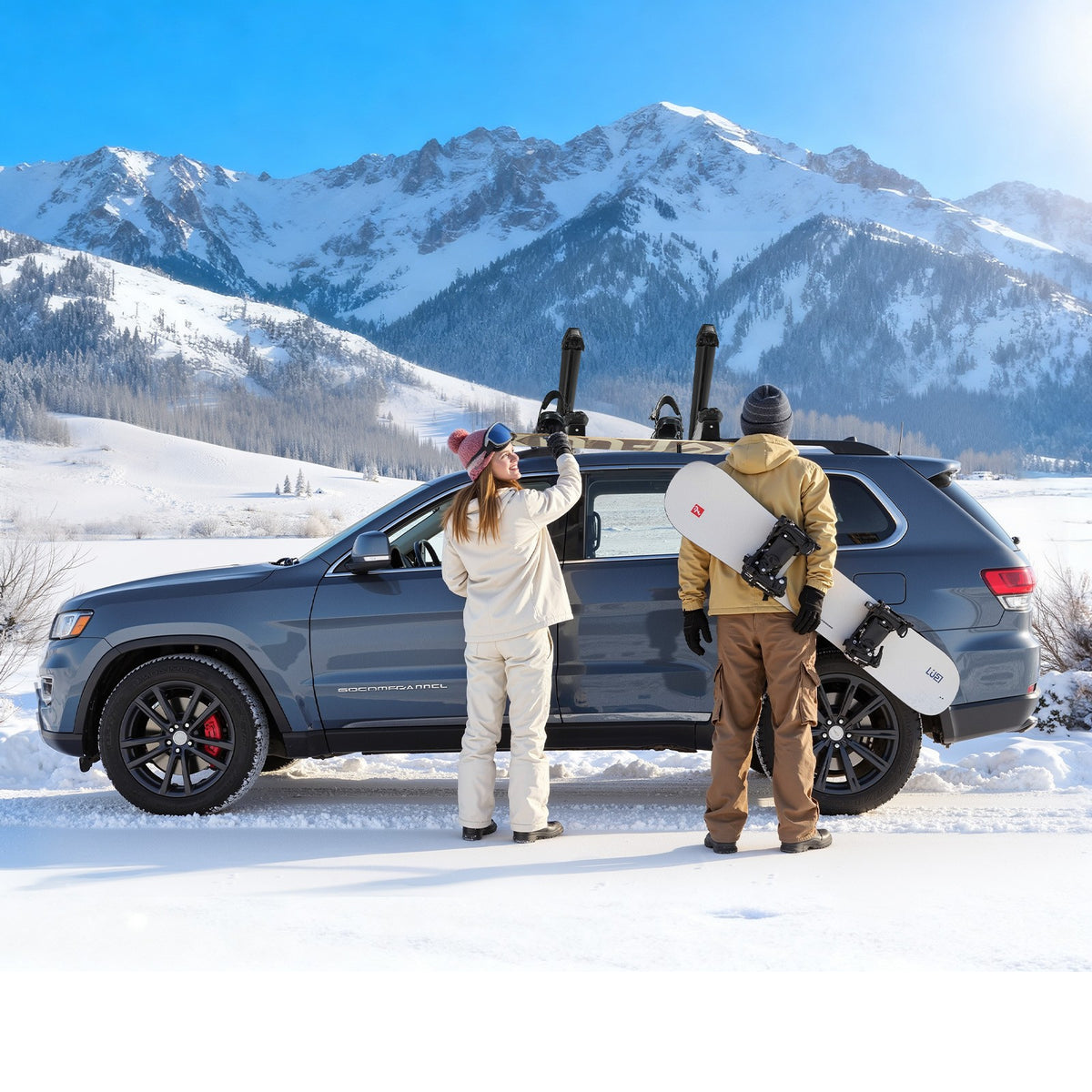 Universal Ski Snowboard Roof Rack Carrier Fits 6 Skis or 4 Snowboards