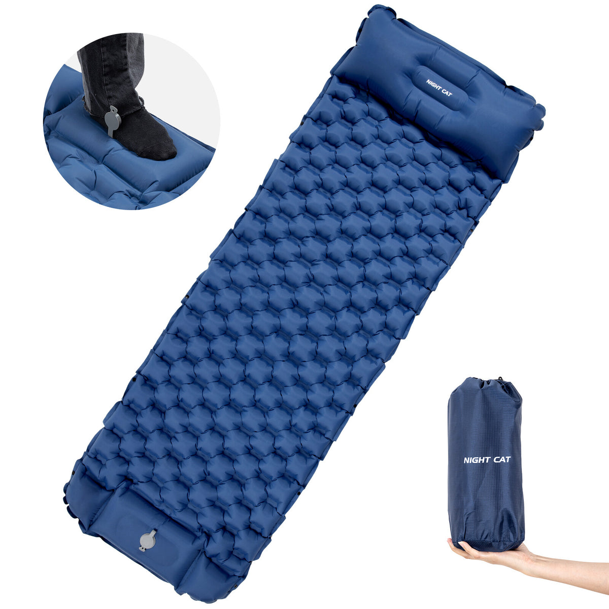 Inflatable Sleeping Pad for Camping & Hiking, Quick-Inflate, Durable Support