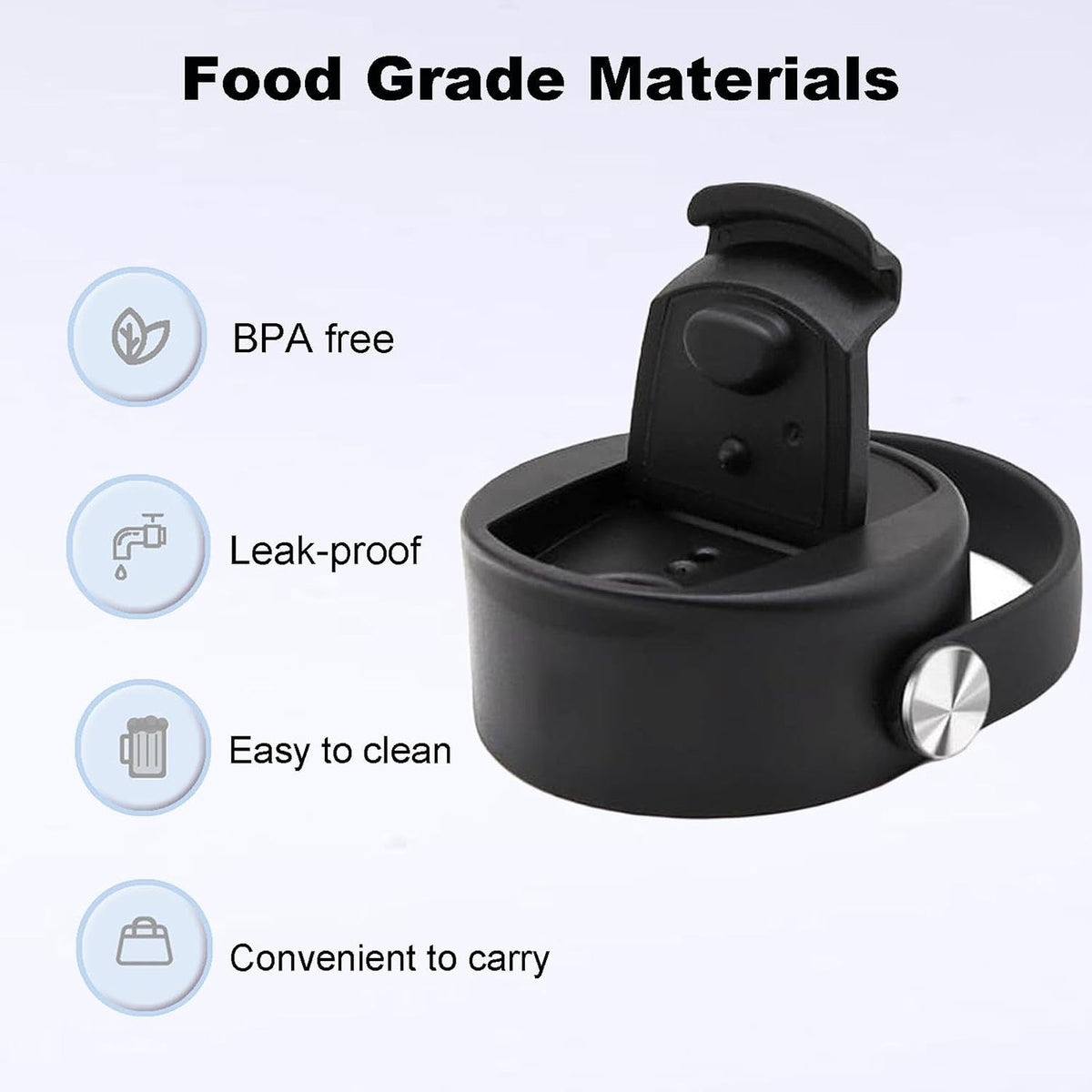 Leak-Proof Flip Lid for Wide Mouth Water Bottles 12-64 oz - Compatible with Hydro Flask & More
