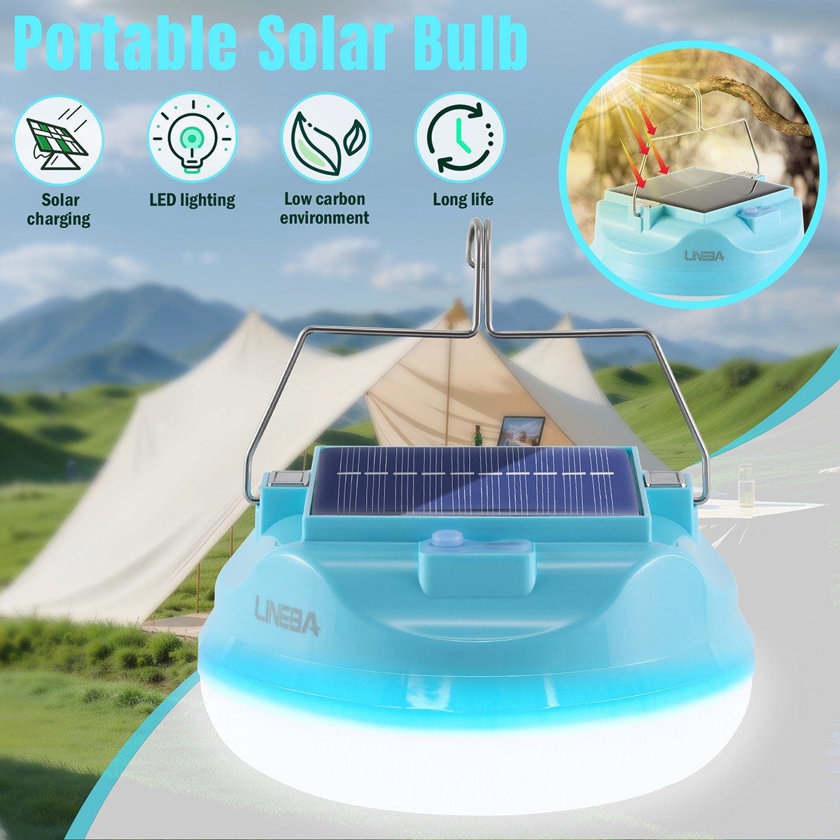 Rechargeable Camping Solar LED Lantern with Emergency Light