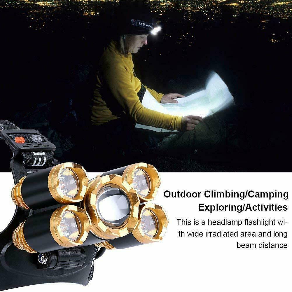 Super-Bright 5-LED Headlamp Headlight Flashlight with Adjustable Focus