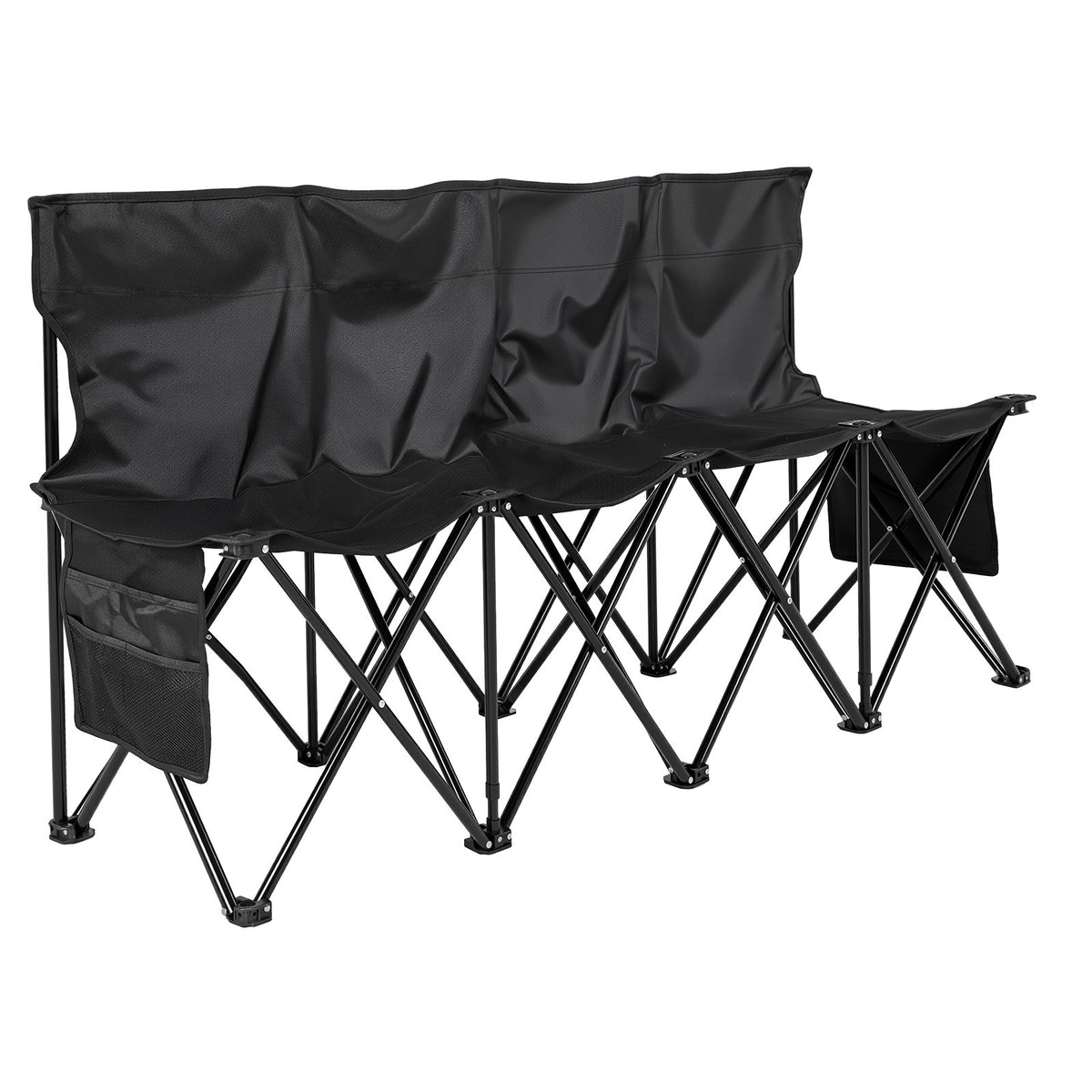 4-Seat Folding Sports Bench with Side Pockets and Carry Bag