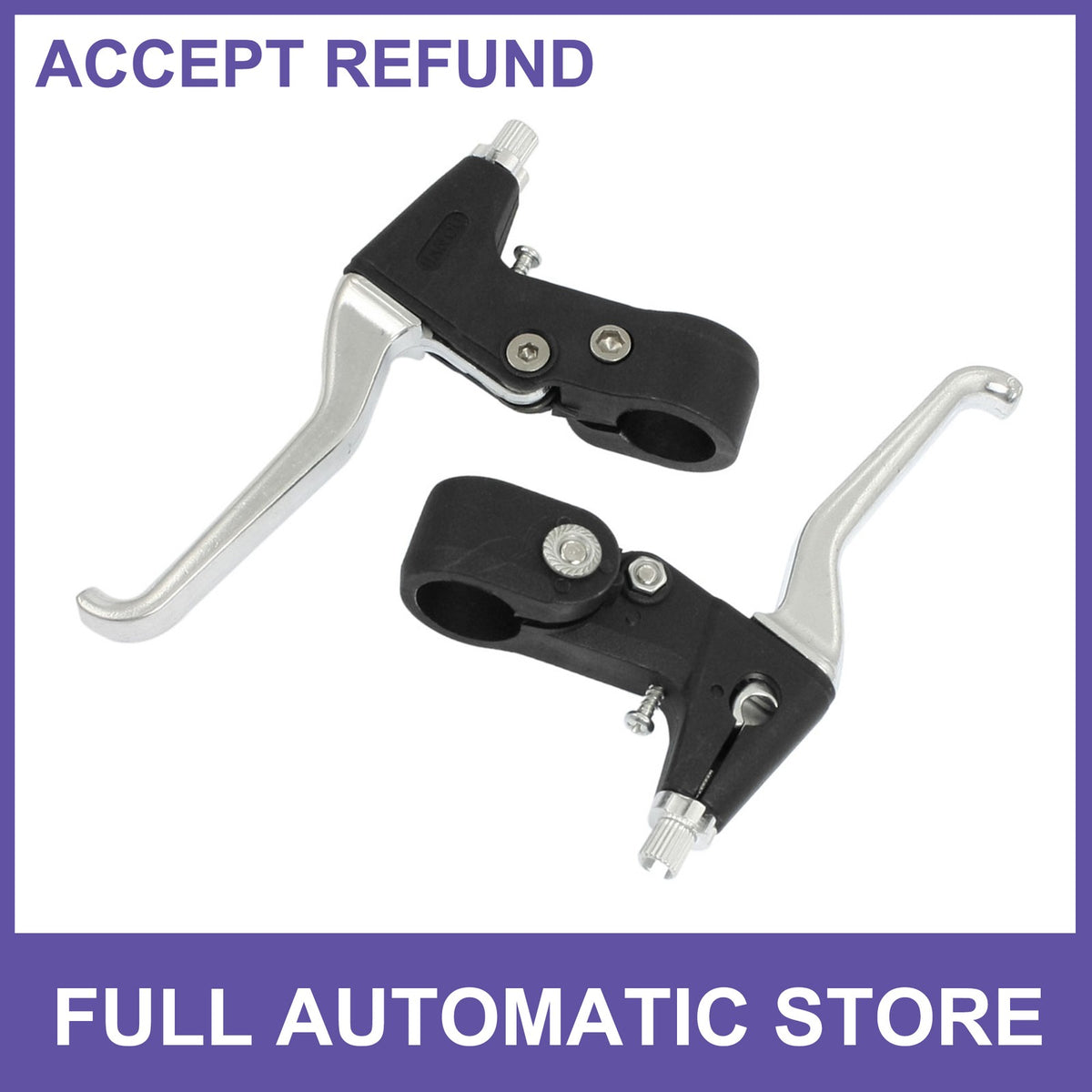 Universal 22mm Bicycle Brake Levers Set - Black & Silver Alloy Handlebar Mount