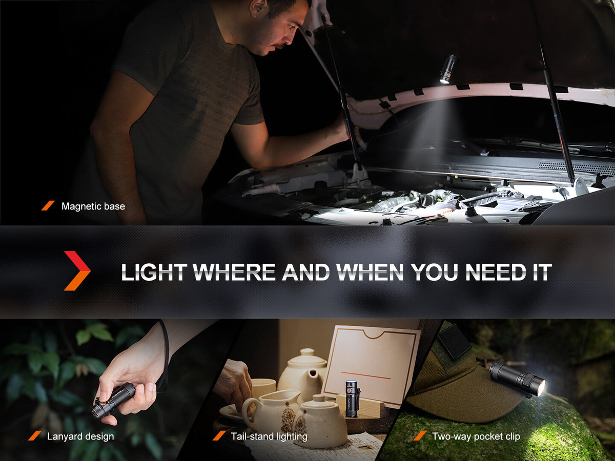 Rechargeable LED Flashlight 1200 Lumens Compact EDC Light with Lockout