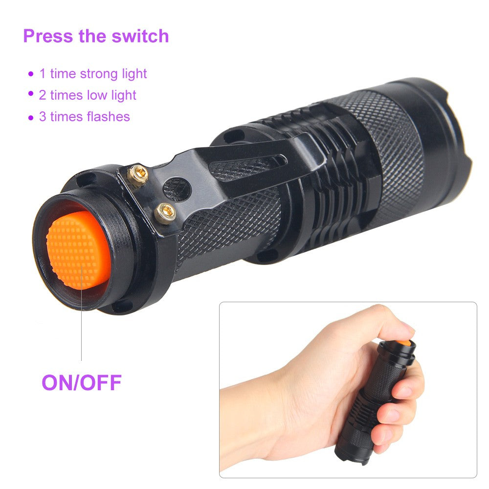 Mini LED Flashlight 3-Mode Zoom Torch for Camping Hiking Hunting