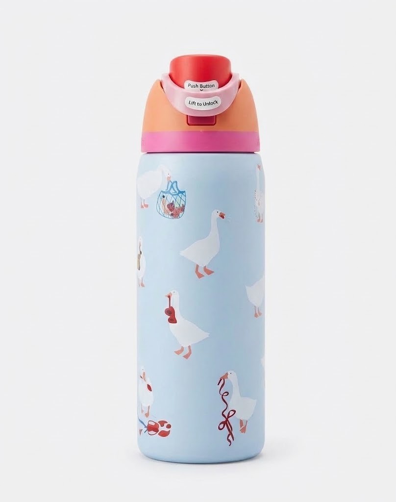 Insulated Stainless Steel Water Bottle 32oz with Leak-Proof Lid - Blue Goose Design