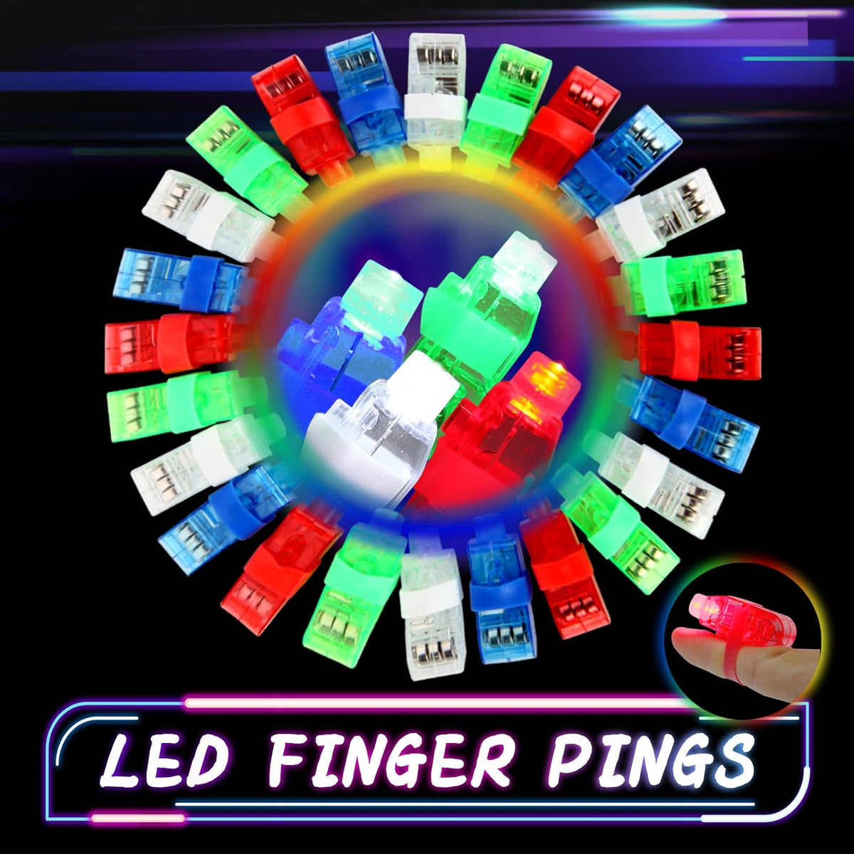 60Pcs LED Finger Lights for Kids Glow Party Favors - Bright Mini Flashlights