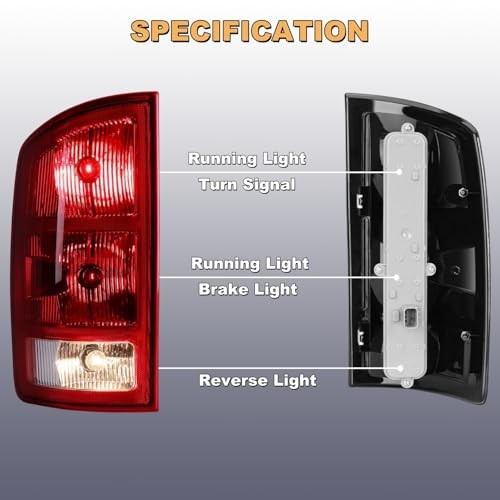 2002-2006 Dodge Ram Tail Light Set - Rear Brake & Signal Lamps for Pickup Trucks