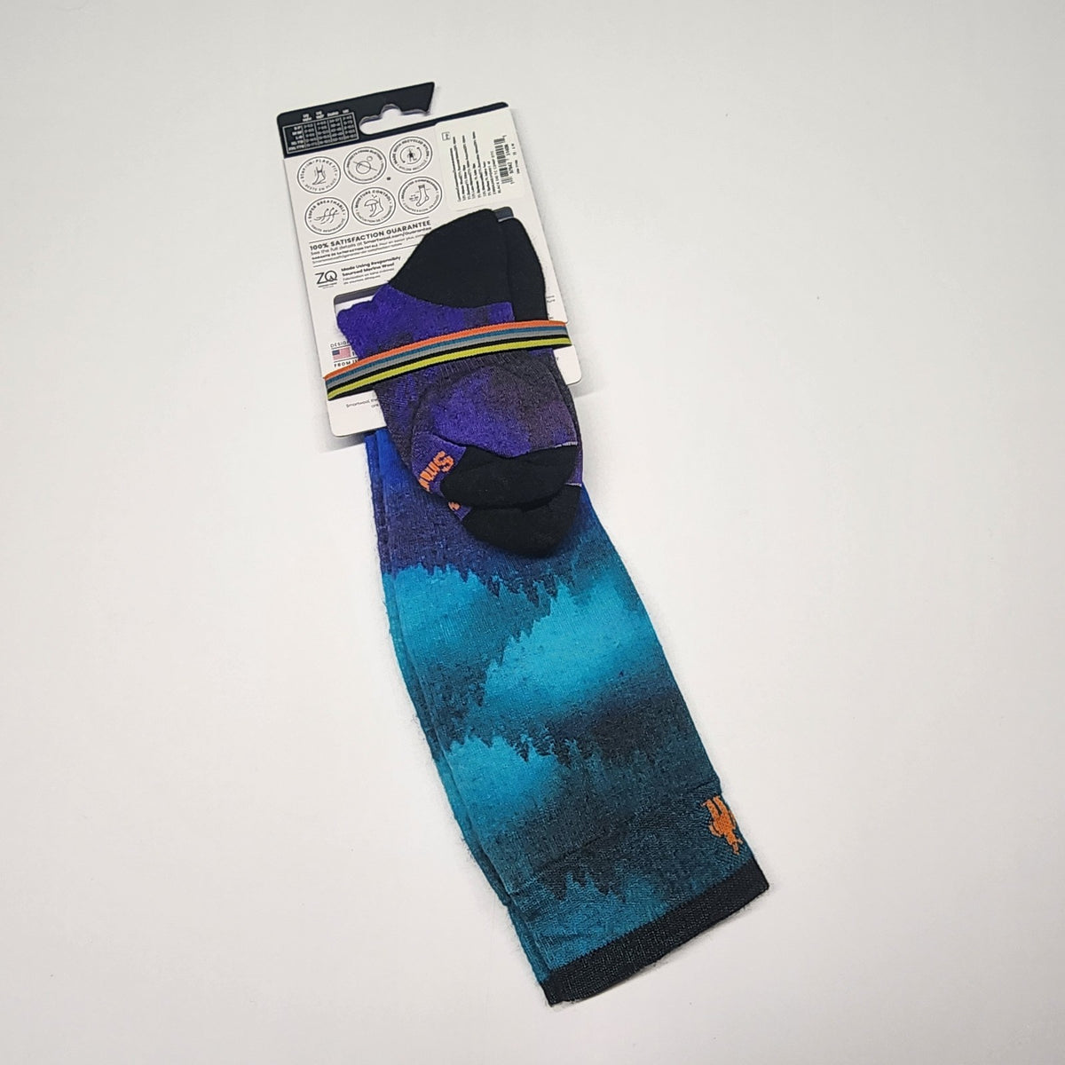 Merino Wool Ski Socks with Targeted Compression - Over The Calf, Forest Graphic, Medium