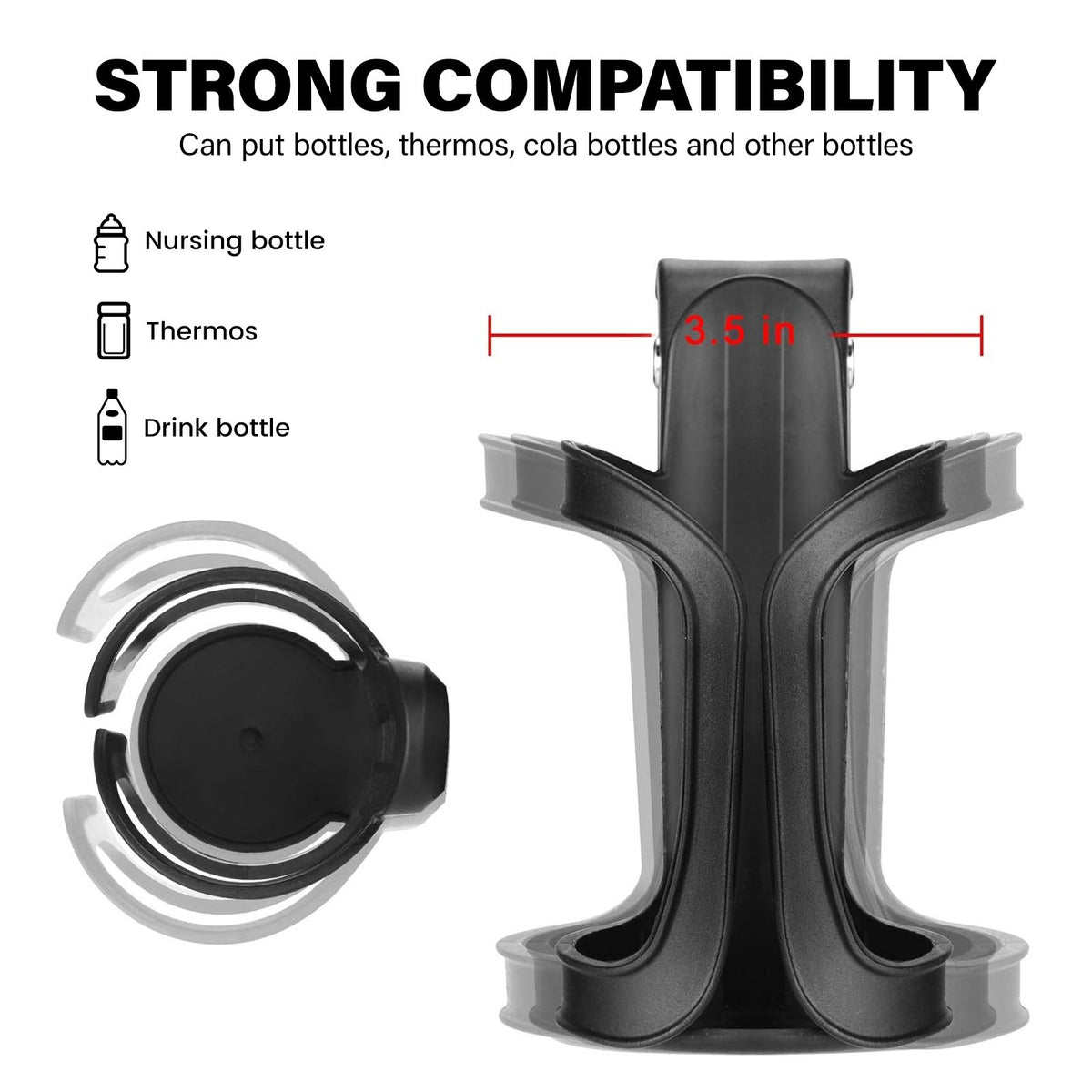 Universal 360° Beverage Cup Holder for Wheelchair Walker Bike Stroller