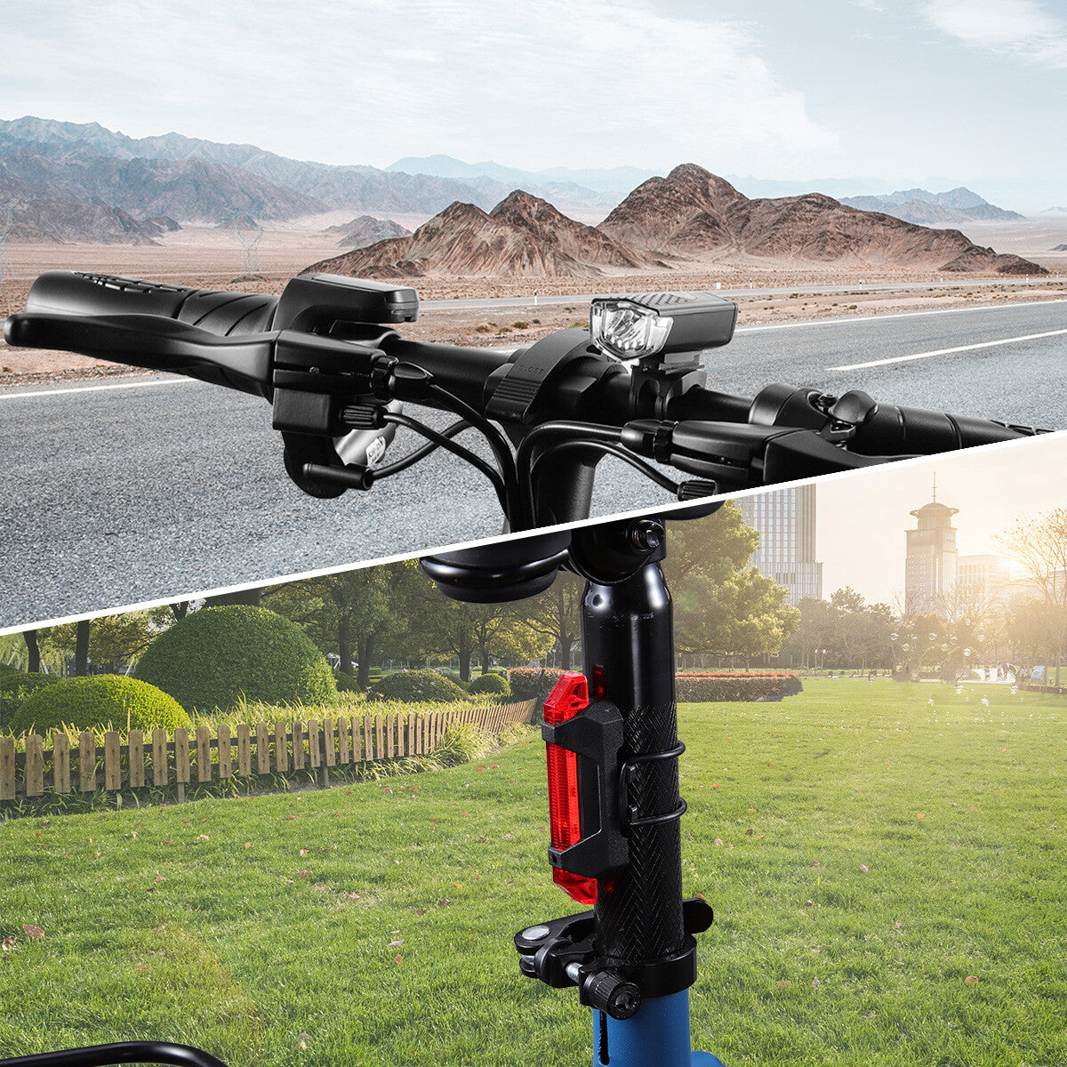 USB Rechargeable Bicycle Front and Rear LED Headlight Set - Waterproof Cycling Lights