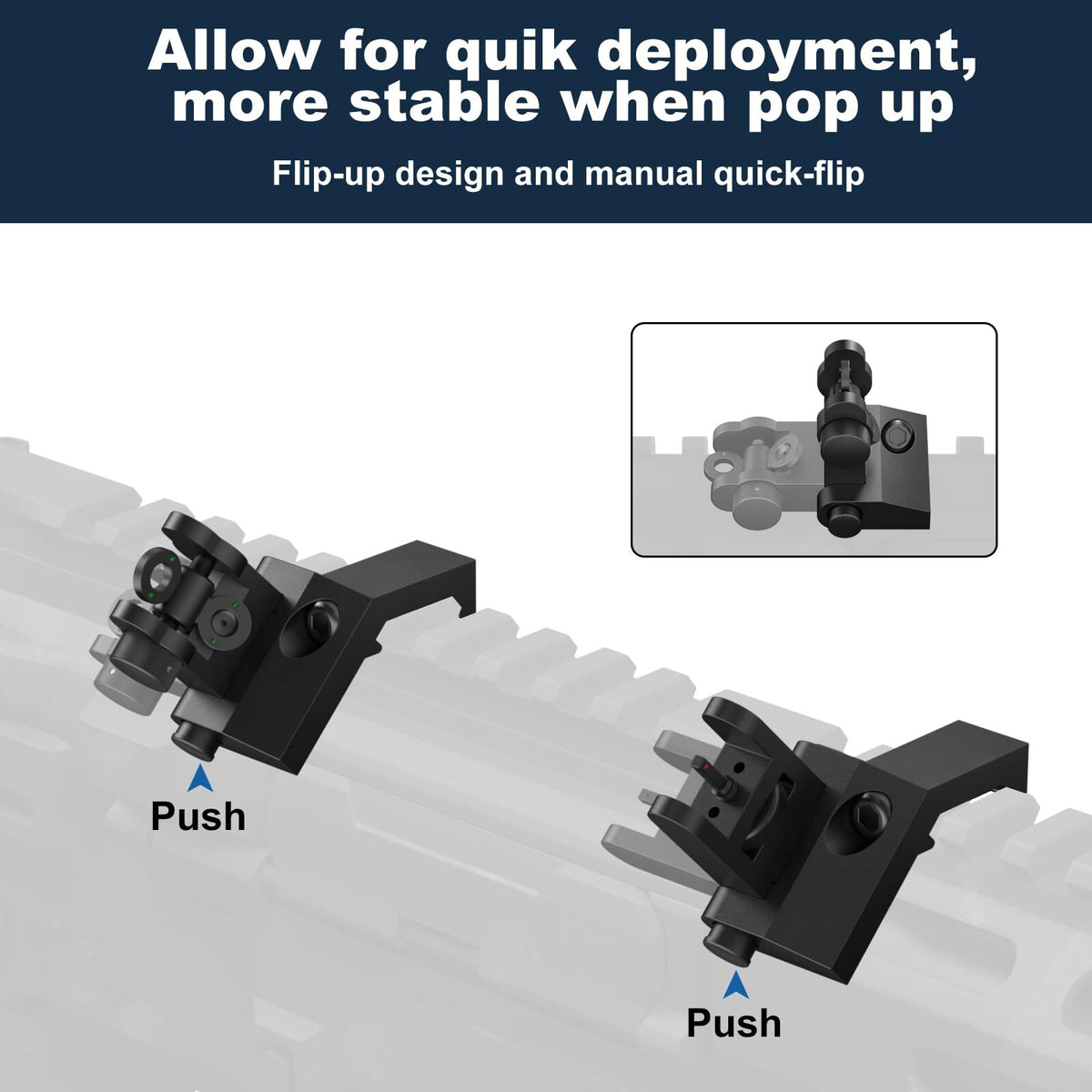 Tactical Fiber Optic Iron Sights 45 Degree Offset Flip Up for Rifles