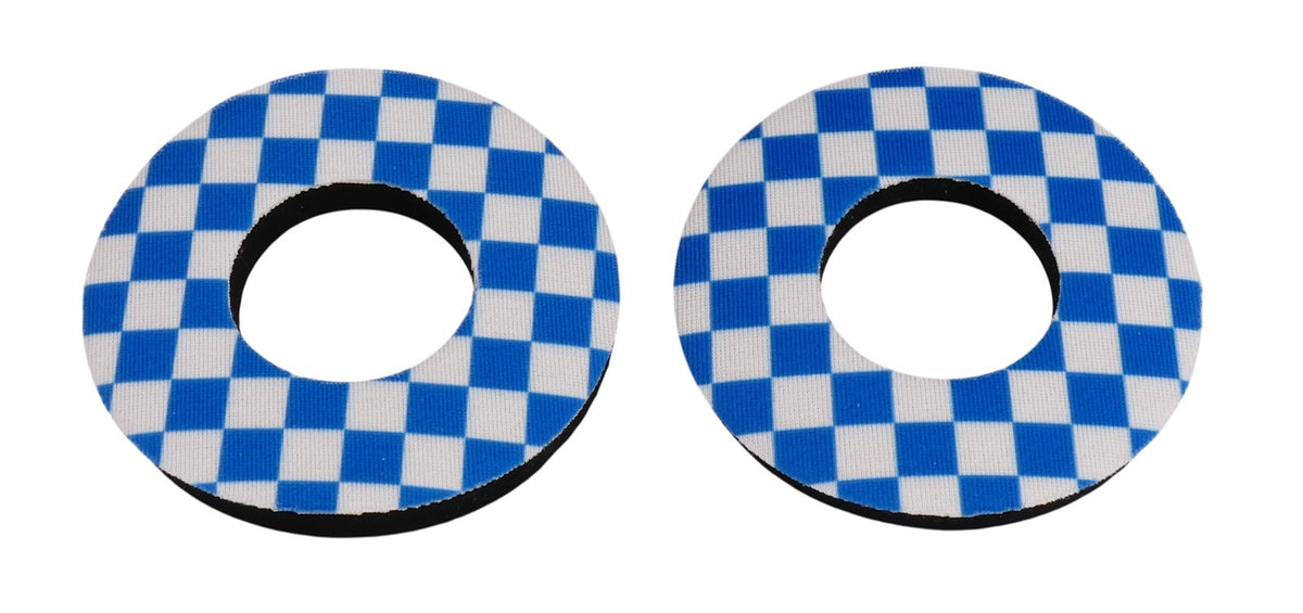 BMX Handlebar Foam Grips Checkerboard Blue White - Pair
