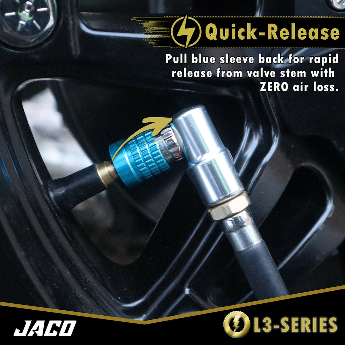 Bike Tire Air Chuck with Presta & Schrader Valves - 2 Pack, 90° Swivel