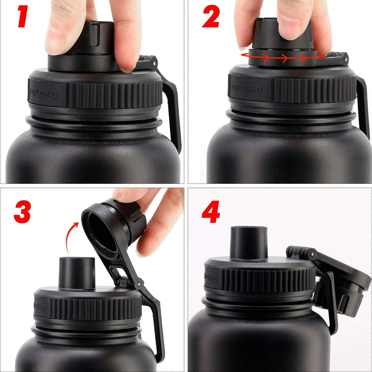 Replacement Twist Lid for Hydro Flask Wide Mouth Water Bottle - Black