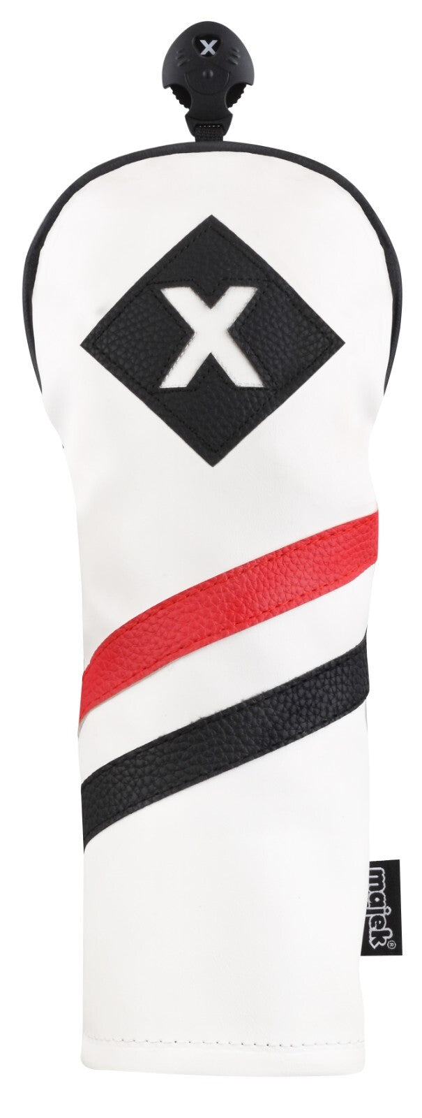 Golf Fairway Wood Headcover Set - White Red Black Leather Style for 3 & X Clubs