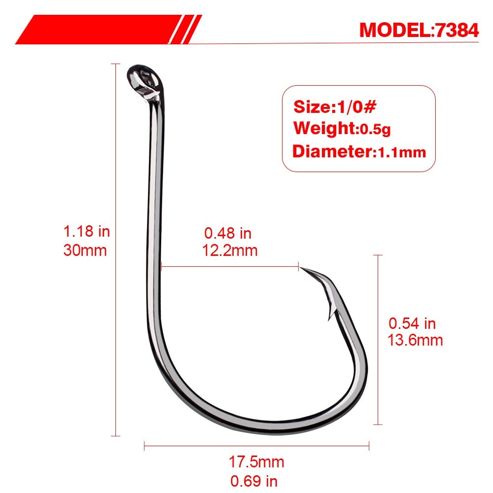 High Carbon Steel Octopus Circle Fishing Hooks - Multiple Sizes & Quantities