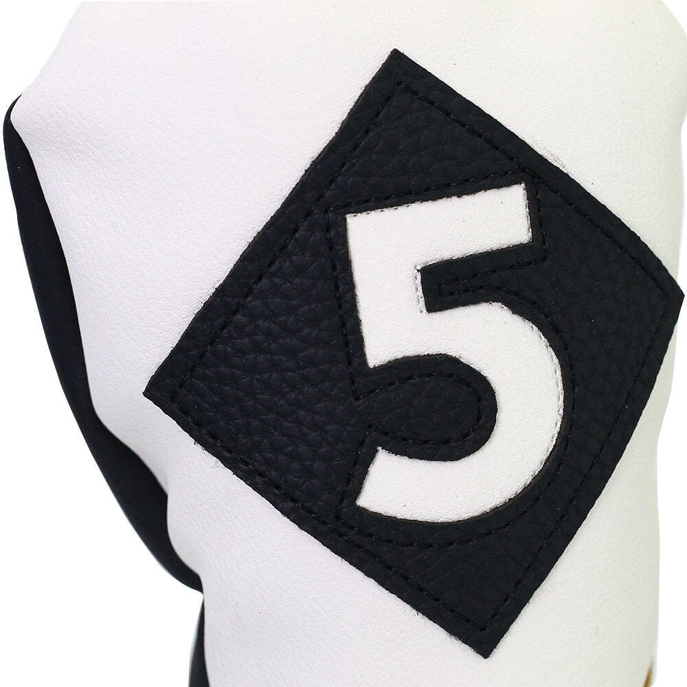 Golf Headcover Set for 260cc Woods & Hybrids - White with Teal Pink Stripes Leather Style