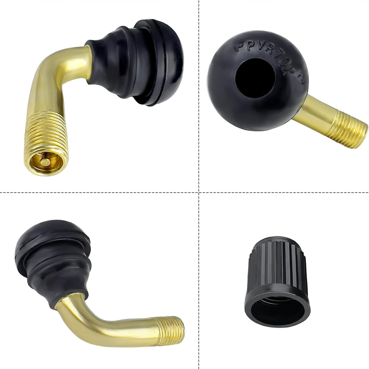 8 Pack Tubeless Tire Valve Stems 90° Brass for Motorcycle ATV, Easy Install