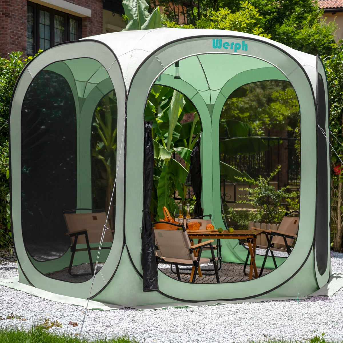 10x10 Pop Up Screen Tent Canopy with Mosquito Net for Camping & Outdoor