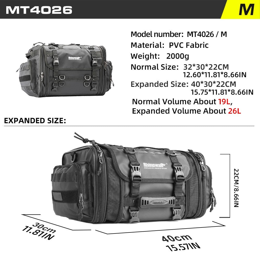 Waterproof Motorcycle Rear Tail Bag 19L-80L Expandable Travel Luggage