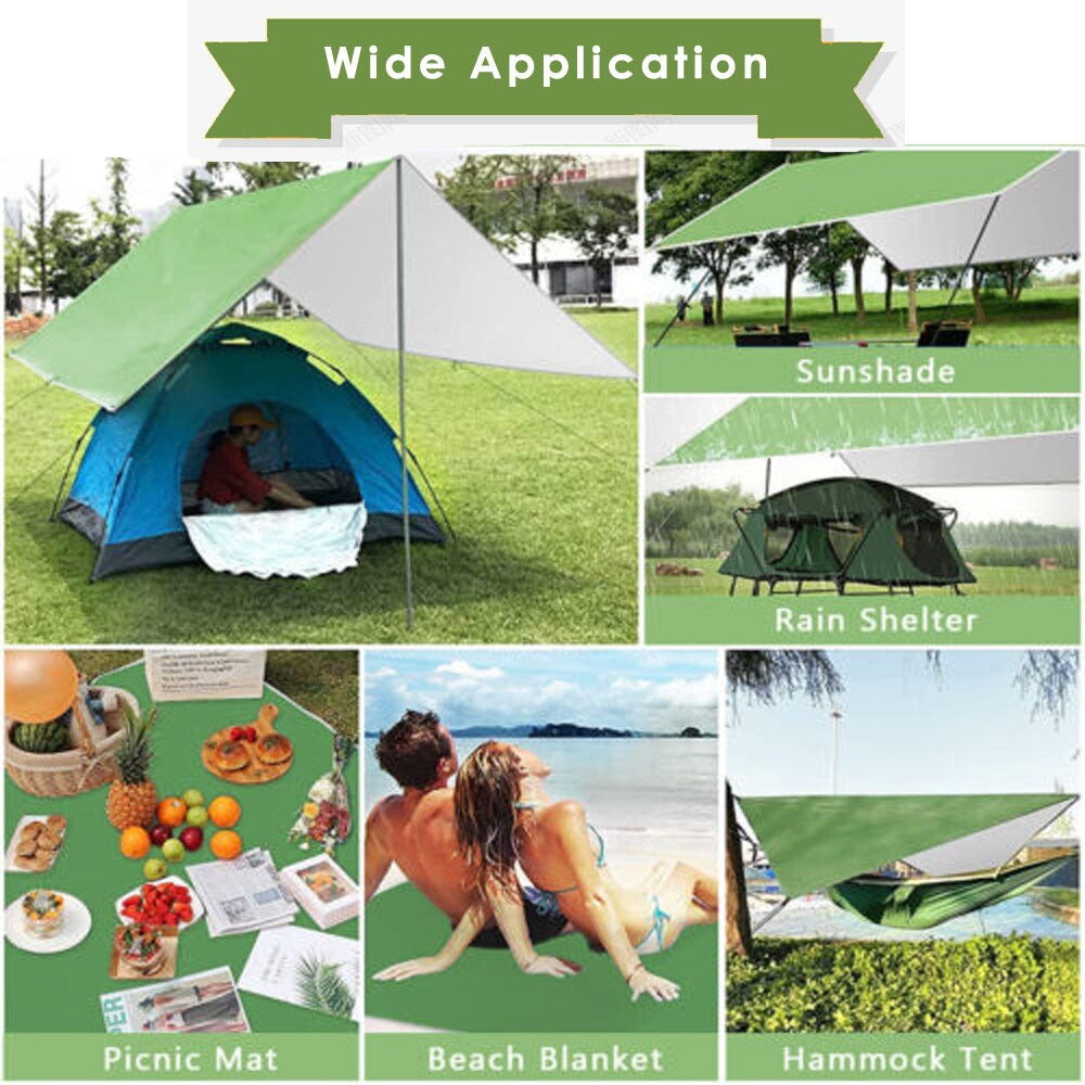 10x10 ft Waterproof Camping Tarp Shelter with Grommets