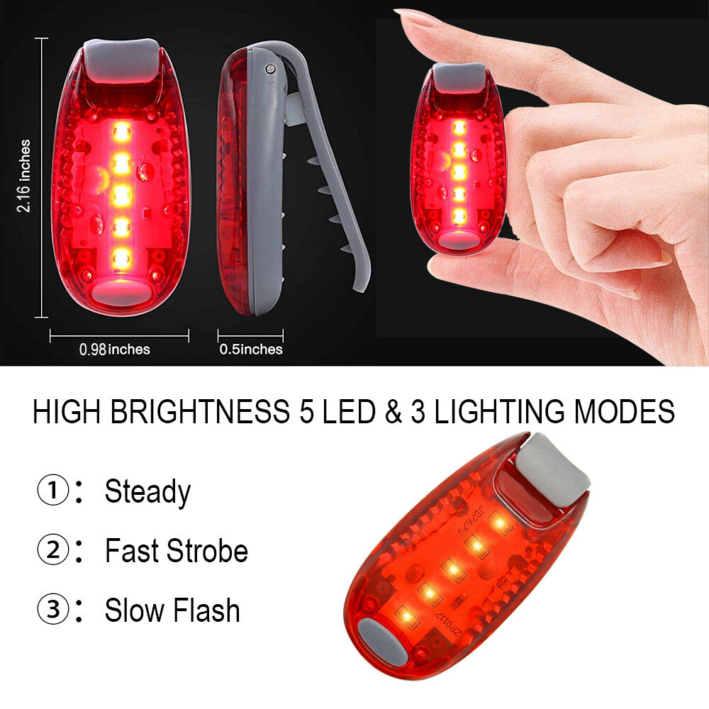 LED Safety Clip-On Lights for Running Biking Walks Waterproof Warning Flashlights