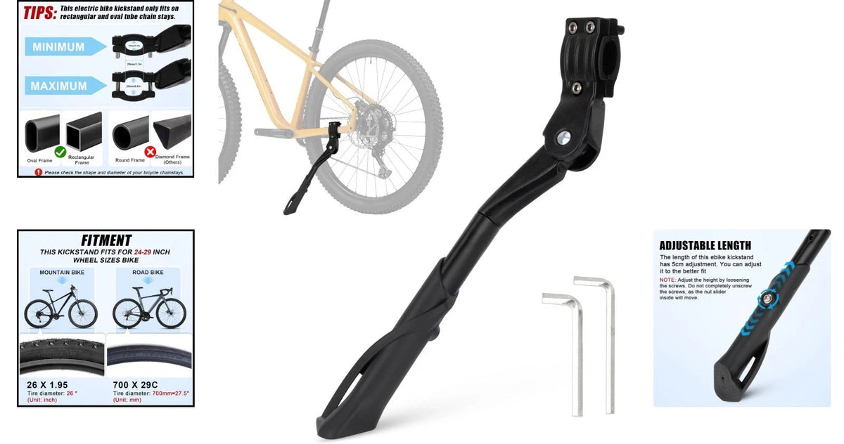 Universal Heavy Duty Ebike Kickstand 24-29 Inch Aluminum Support Adjustable