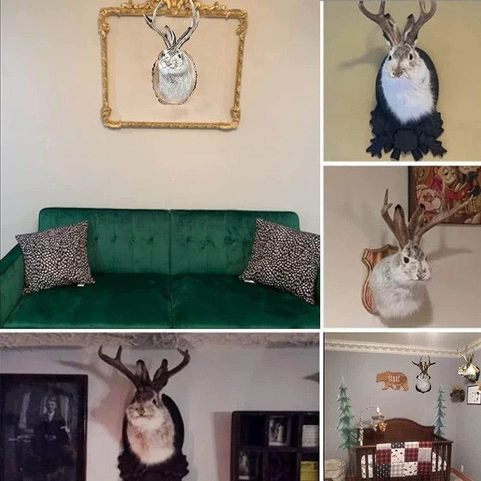 Jackalope Wall Mount Decor - Whimsical Animal Head Wall Art