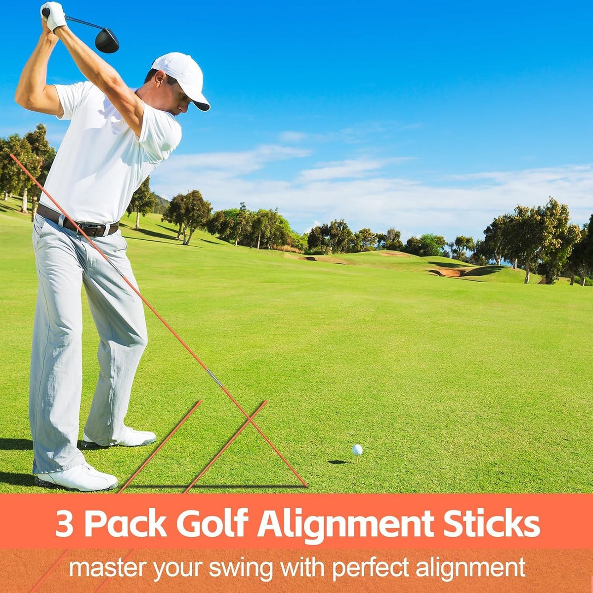 Golf Alignment Sticks 3 Pack - 48-Inch Practice & Training Rods