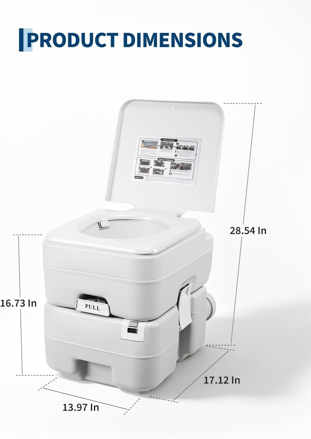 Portable Toilet 5.3 Gallon with 3-Outlet Flush for Camping RV Travel