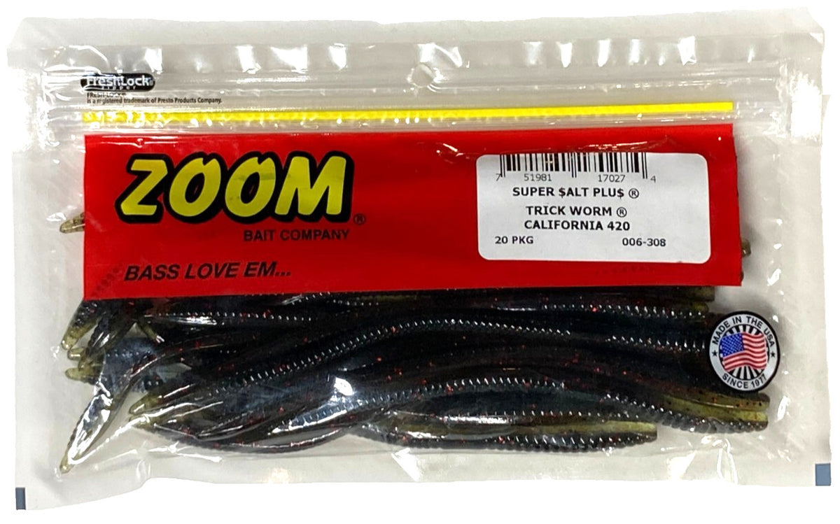 6-Inch Trick Worm Soft Plastic Bait for Fishing - 20 Count California 420