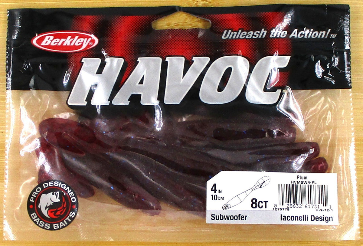 Berkley Havoc 4-Inch Mike Iaconelli Subwoofer Pack - Plum, 8 Pieces per Bag, Brand New